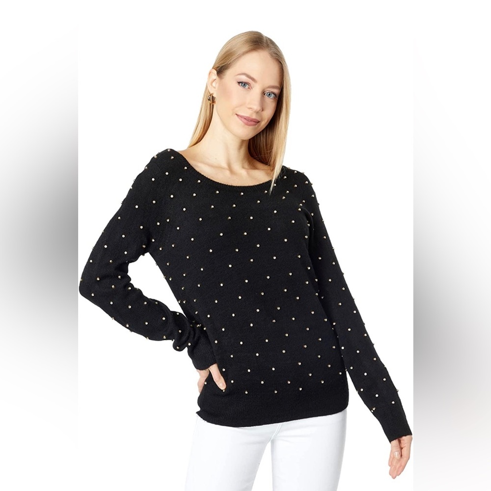 NWT Lilly Pulitzer Laveta Rhinestone Sweater Black Ritzy Rhinestones